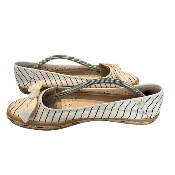Sperry Top Sider White Black Bow Nautical Preppy Striped Flats Shoes 8.5 M - Picture 4 of 8